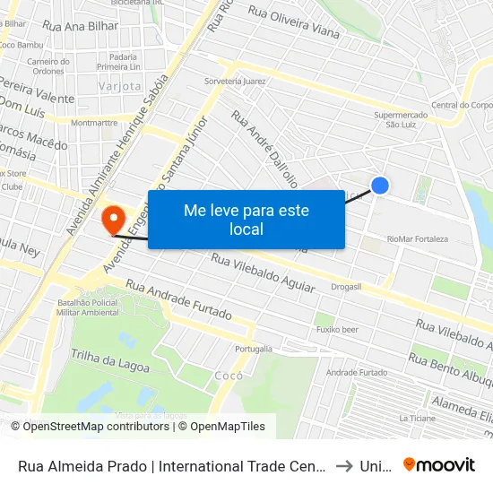 Rua Almeida Prado | International Trade Center - Papicu to Uninta map
