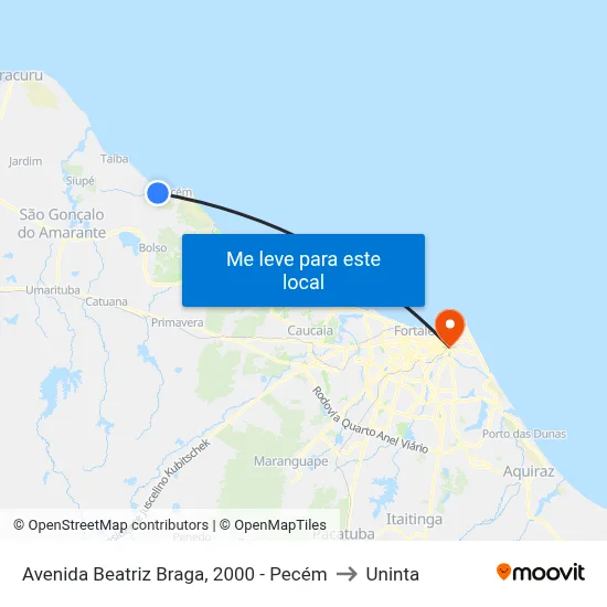 Avenida Beatriz Braga, 2000 - Pecém to Uninta map