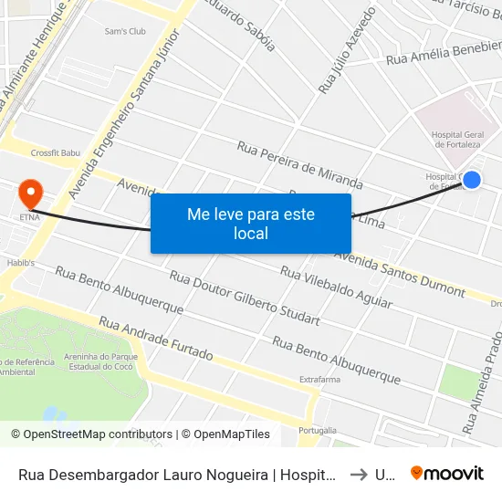 Rua Desembargador Lauro Nogueira | Hospital Geral De Fortaleza - Papicu to Uninta map