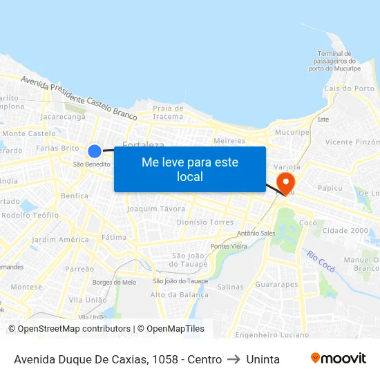 Avenida Duque De Caxias, 1058 - Centro to Uninta map