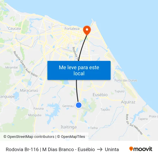 Rodovia Br-116 | M Dias Branco - Eusébio to Uninta map