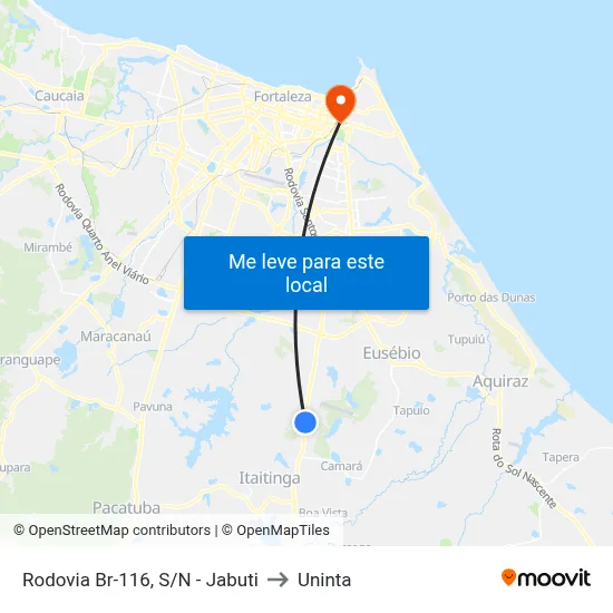 Rodovia Br-116, S/N - Jabuti to Uninta map