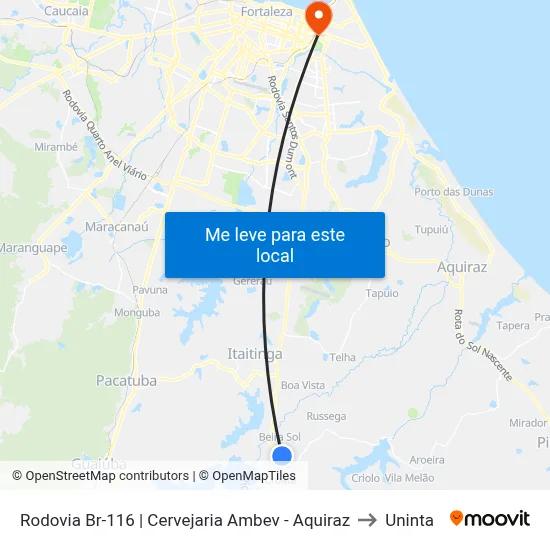 Rodovia Br-116 | Cervejaria Ambev - Aquiraz to Uninta map