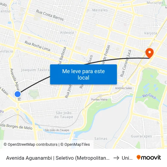 Avenida Aguanambi | Seletivo (Metropolitano) - Fátima to Uninta map