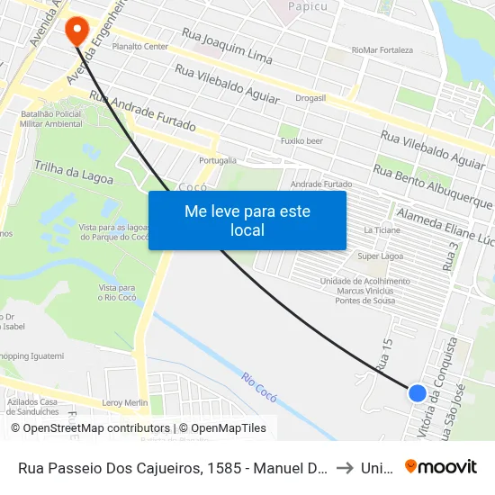 Rua Passeio Dos Cajueiros, 1585 - Manuel Dias Branco to Uninta map