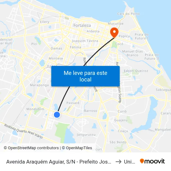 Avenida Araquém Aguiar, S/N - Prefeito José Walter to Uninta map