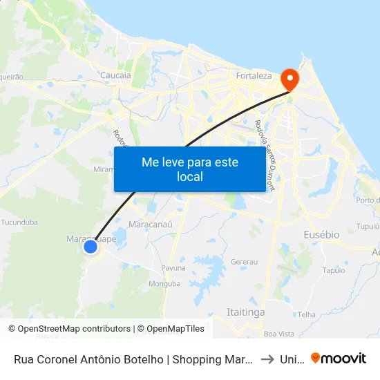 Rua Coronel Antônio Botelho | Shopping Maranguape - Centro to Uninta map