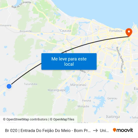 Br 020 | Entrada Do Feijão Do Meio - Bom Princípio to Uninta map