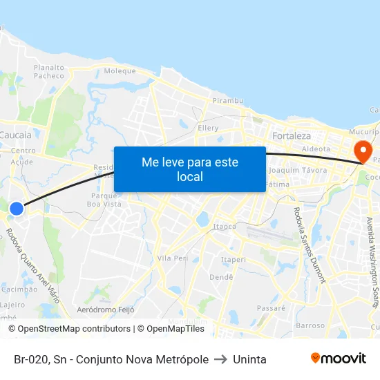 Br-020, Sn - Conjunto Nova Metrópole to Uninta map