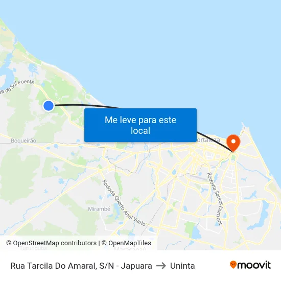 Rua Tarcila Do Amaral, S/N - Japuara to Uninta map
