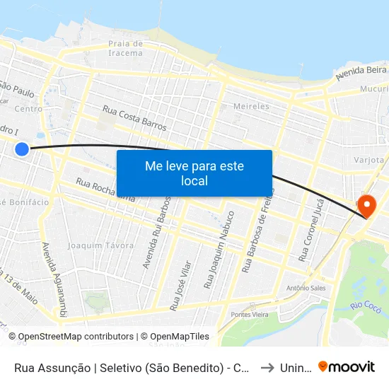 Rua Assunção | Seletivo (São Benedito) - Centro to Uninta map