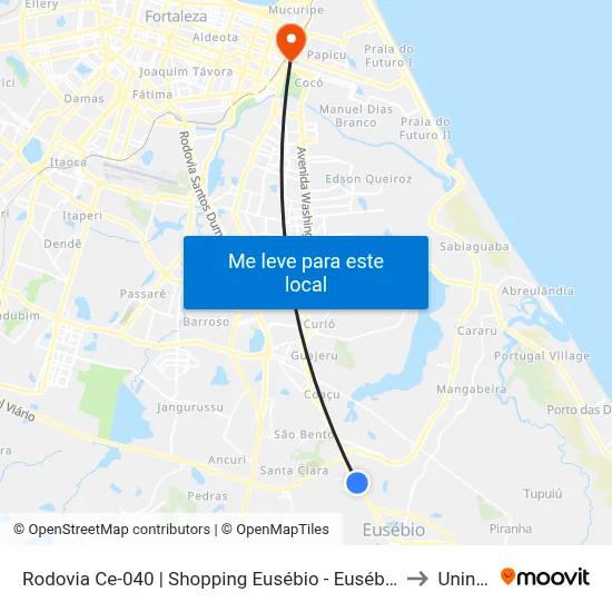 Rodovia Ce-040 | Shopping Eusébio - Eusébio to Uninta map