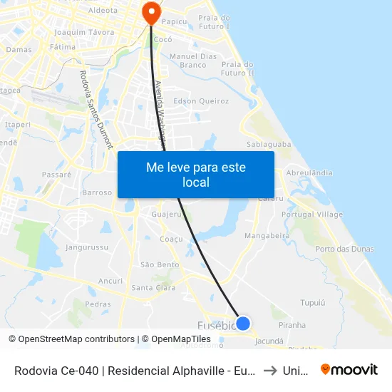 Rodovia Ce-040 | Residencial Alphaville - Eusébio to Uninta map
