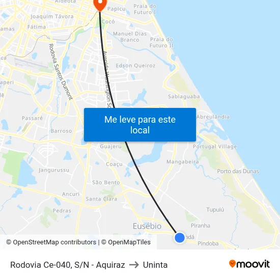 Rodovia Ce-040, S/N - Aquiraz to Uninta map