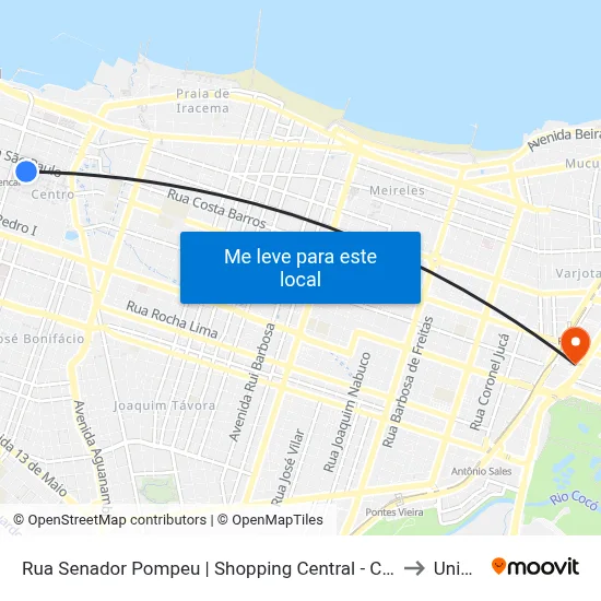 Rua Senador Pompeu | Shopping Central - Centro to Uninta map