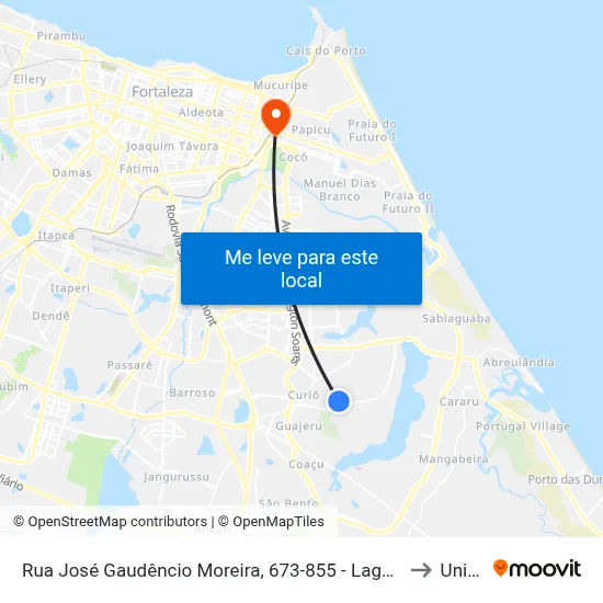 Rua José Gaudêncio Moreira, 673-855 - Lagoa Redonda to Uninta map
