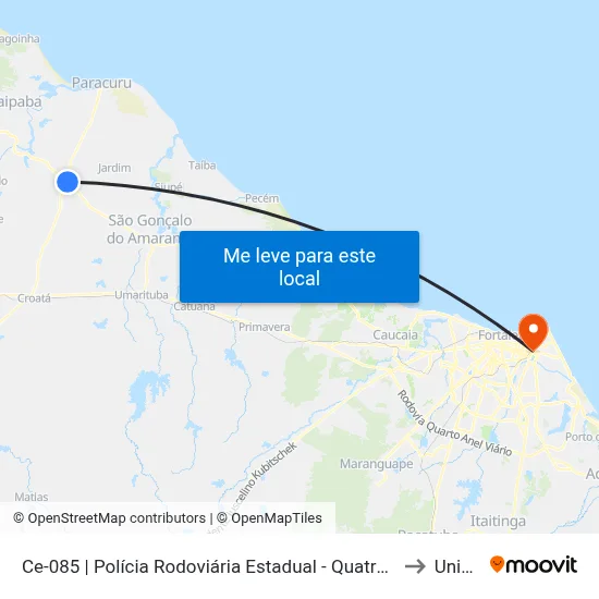 Ce-085 | Polícia Rodoviária Estadual - Quatro Bocas to Uninta map