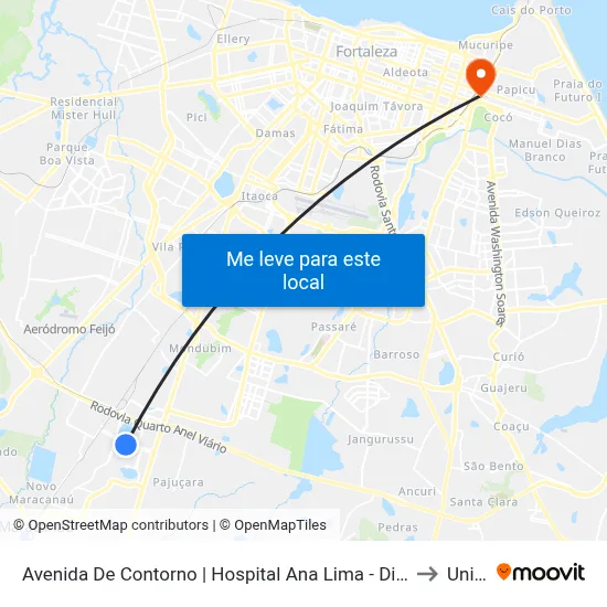 Avenida De Contorno | Hospital Ana Lima - Distrito Industrial I to Uninta map