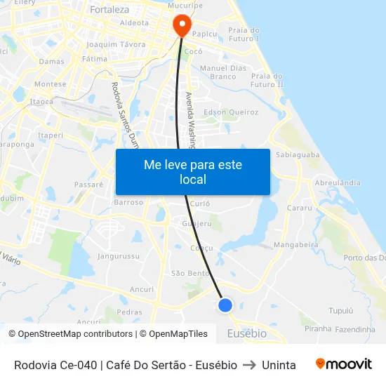 Rodovia Ce-040 | Café Do Sertão - Eusébio to Uninta map