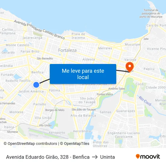 Avenida Eduardo Girão, 328 - Benfica to Uninta map