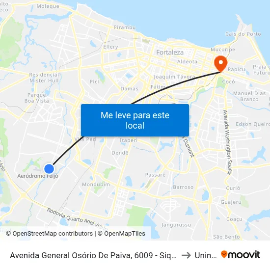 Avenida General Osório De Paiva, 6009 - Siqueira to Uninta map