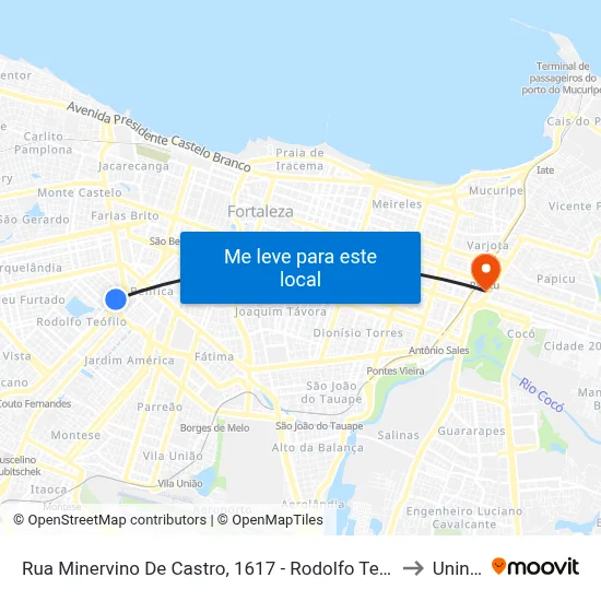 Rua Minervino De Castro, 1617 - Rodolfo Teófilo to Uninta map