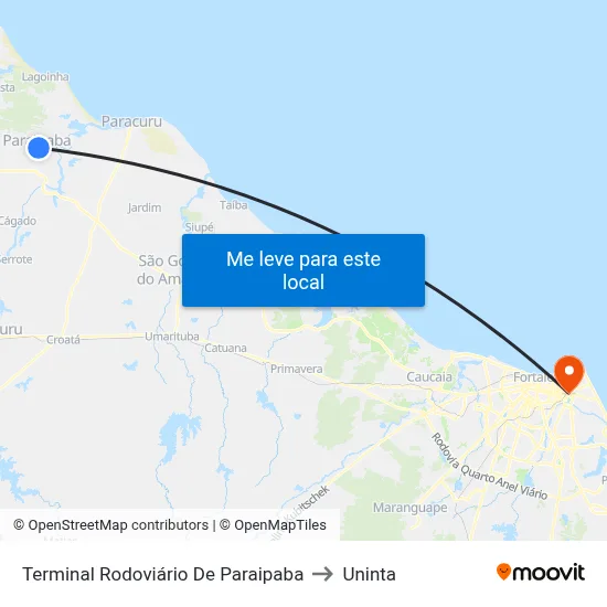 Terminal Rodoviário De Paraipaba to Uninta map