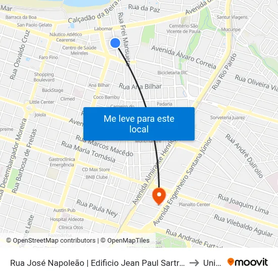 Rua José Napoleão | Edificio Jean Paul Sartre - Meireles to Uninta map