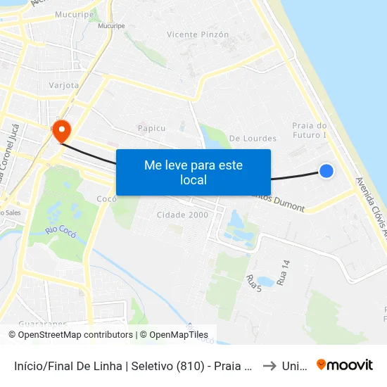Início/Final De Linha | Seletivo (810) - Praia Do Futuro I to Uninta map