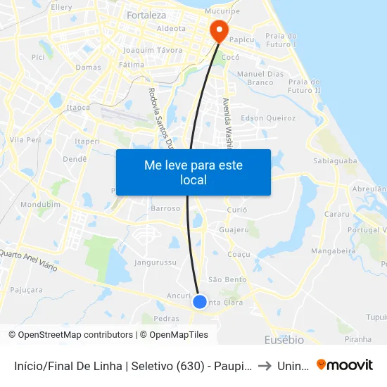 Início/Final De Linha | Seletivo (630) - Paupina to Uninta map