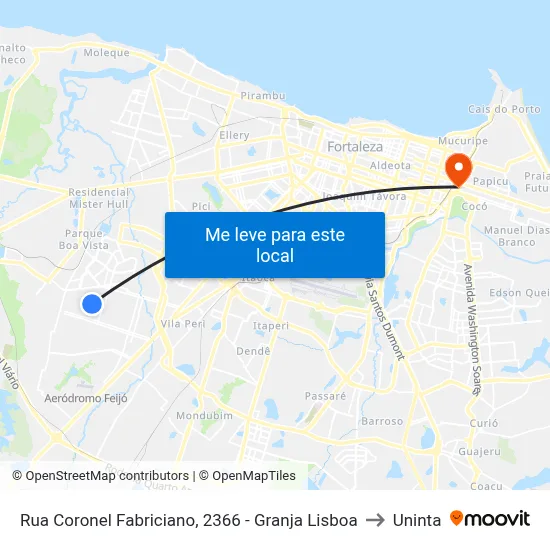 Rua Coronel Fabriciano, 2366 - Granja Lisboa to Uninta map