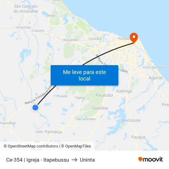 Ce-354 | Igreja - Itapebussu to Uninta map
