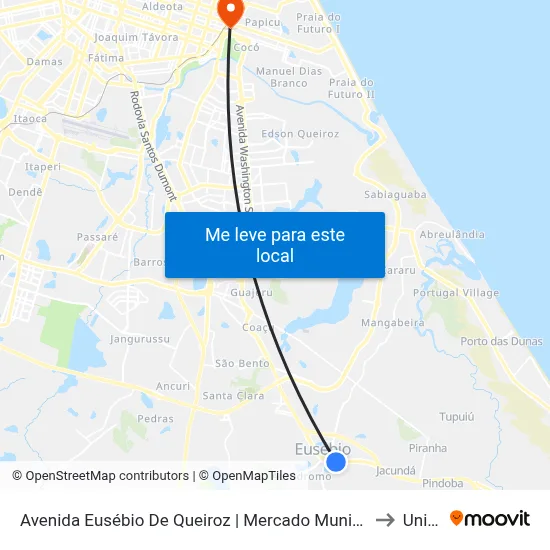 Avenida Eusébio De Queiroz | Mercado Municipal - Centro to Uninta map