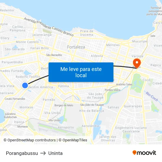 Porangabussu to Uninta map