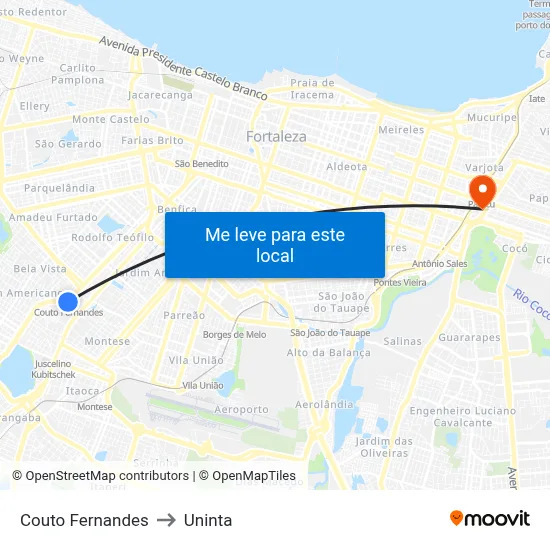 Couto Fernandes to Uninta map