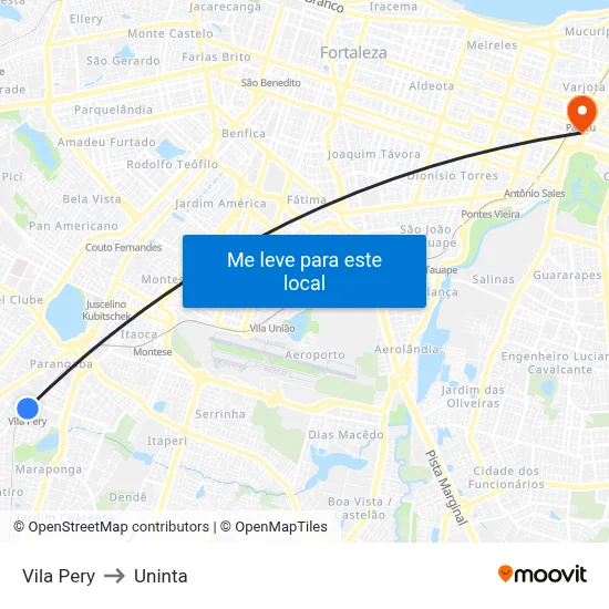 Vila Pery to Uninta map