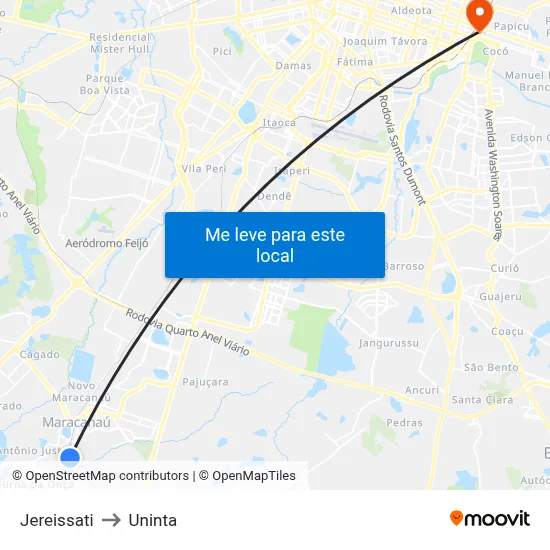 Jereissati to Uninta map