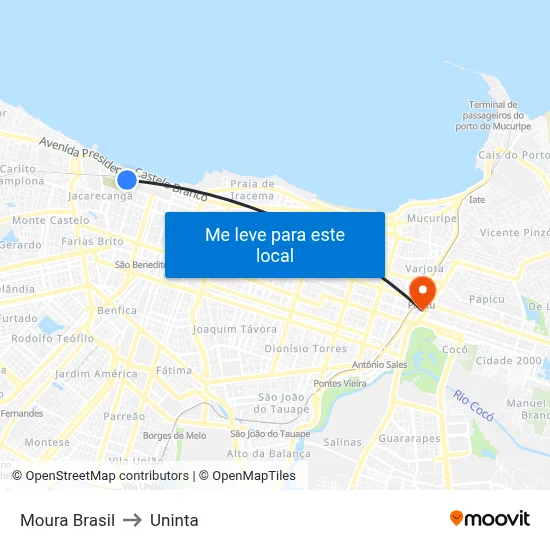 Moura Brasil to Uninta map