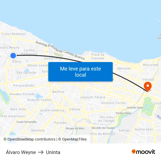 Álvaro Weyne to Uninta map