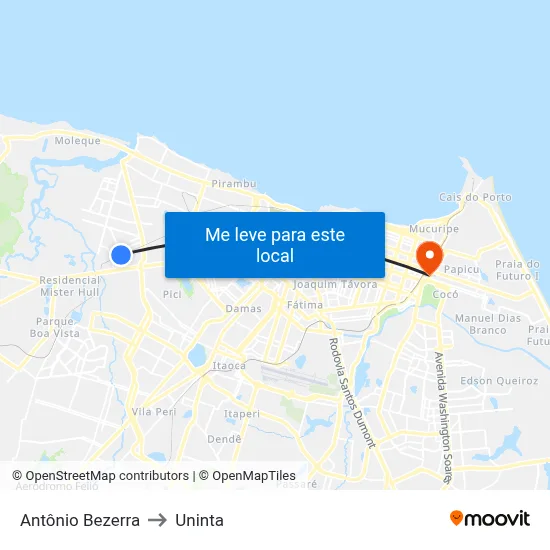 Antônio Bezerra to Uninta map