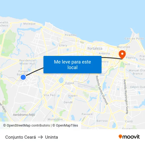 Conjunto Ceará to Uninta map