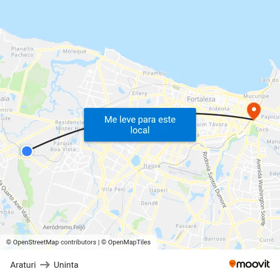 Araturi to Uninta map