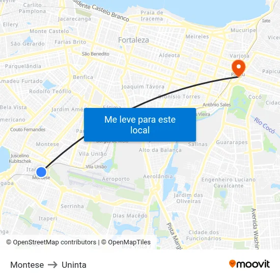 Montese to Uninta map