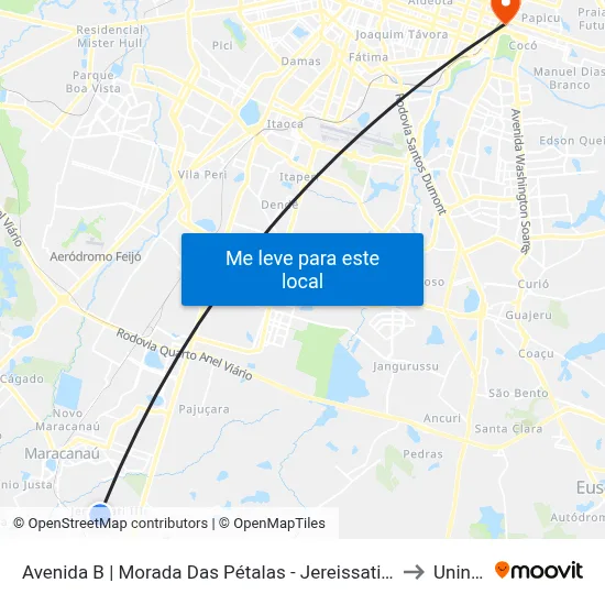 Avenida B | Morada Das Pétalas - Jereissati III to Uninta map