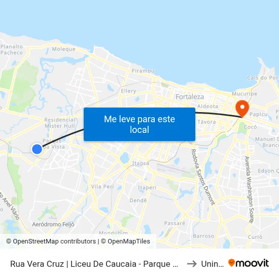 Rua Vera Cruz | Liceu De Caucaia - Parque Potira to Uninta map