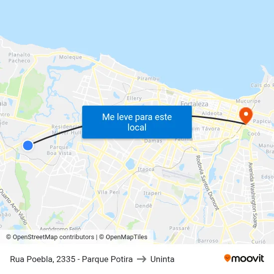 Rua Poebla, 2335 - Parque Potira to Uninta map