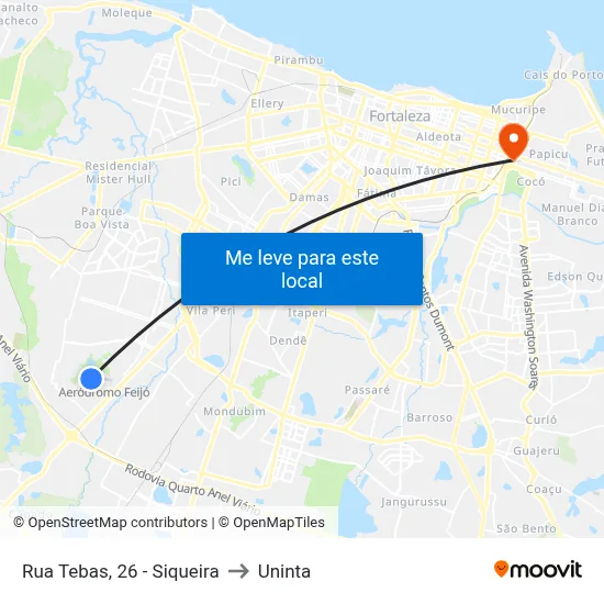 Rua Tebas, 26 - Siqueira to Uninta map