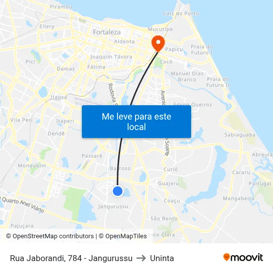 Rua Jaborandi, 784 - Jangurussu to Uninta map