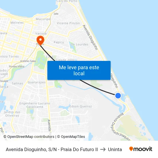Avenida Dioguinho, S/N - Praia Do Futuro II to Uninta map