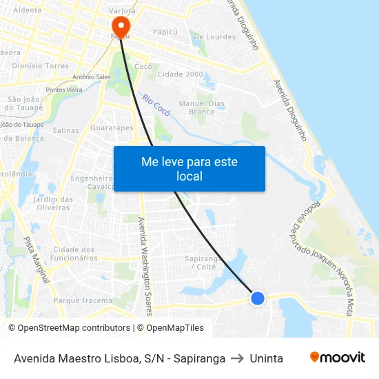 Avenida Maestro Lisboa, S/N - Sapiranga to Uninta map